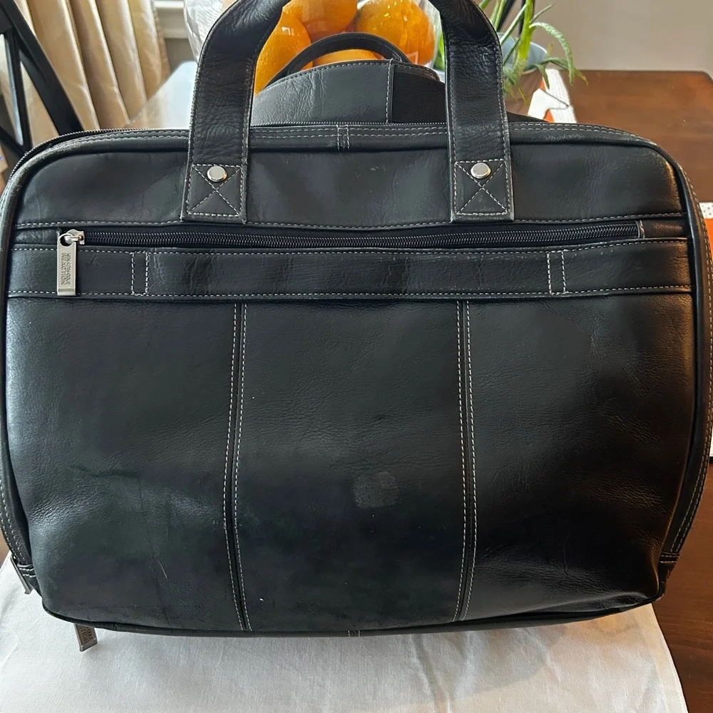 Kenneth Cole Reaction Black Leather Laptop Bag